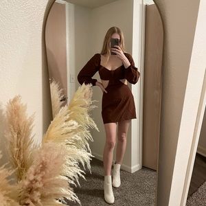 NWT Beginning Boutique brown mini cutout dress!